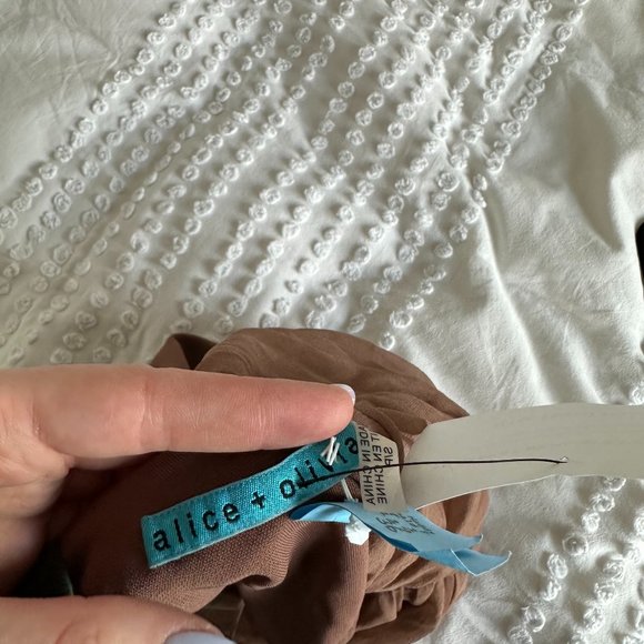 Alice + Olivia Goddess Ruched Mini Dress One Shoulder Asymmetric Sz S/P Brown - Picture 2 of 7